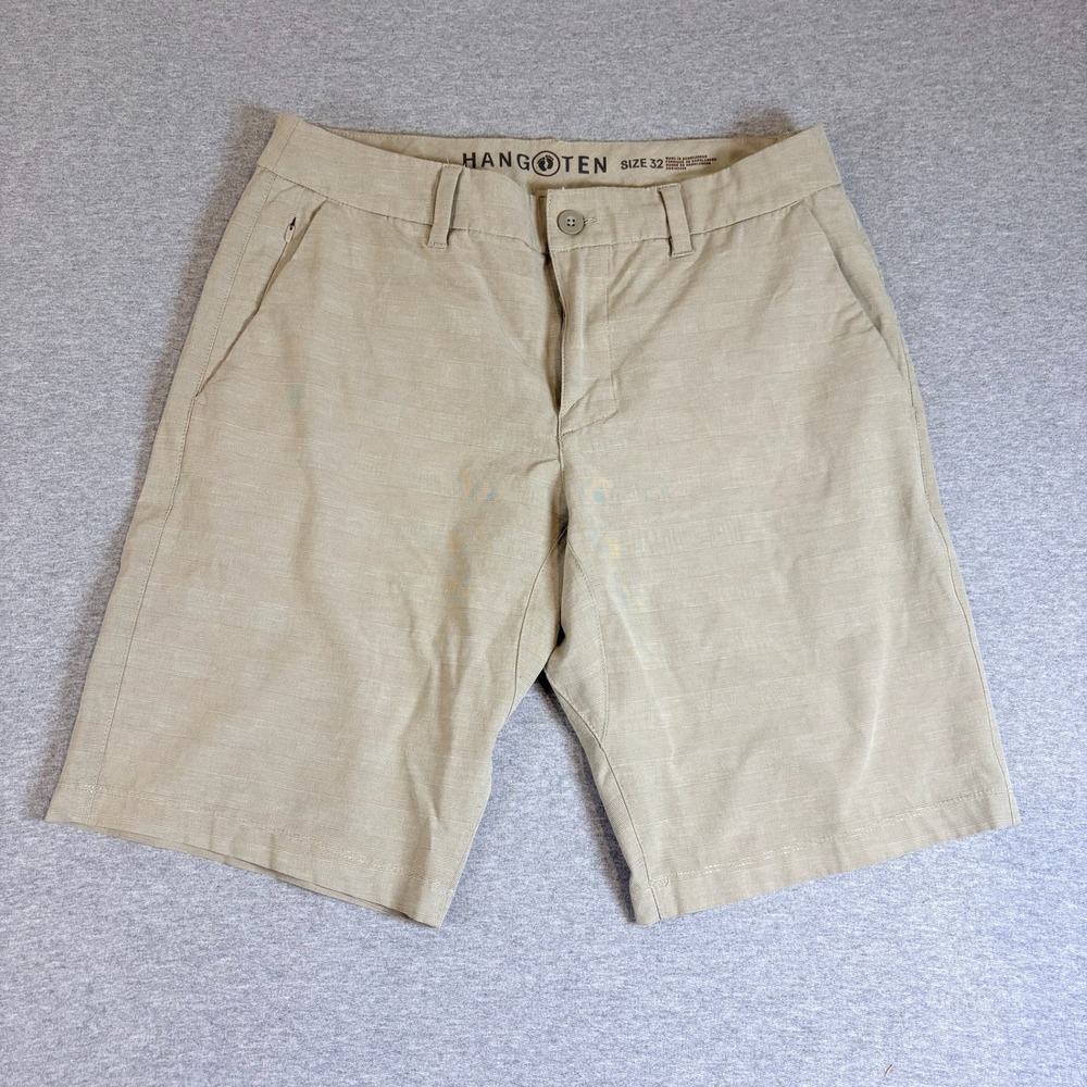 Hang Ten Hybrid Shorts Mens 32 Tan Stretch Casual Outdoor Beach Camping Hiking